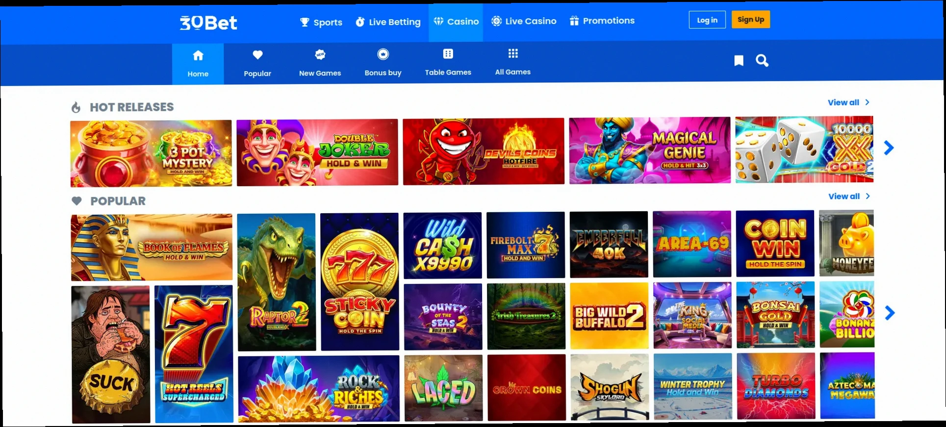 30bet casino 150% tot €1.000 + 100 Gratis Spins bonus